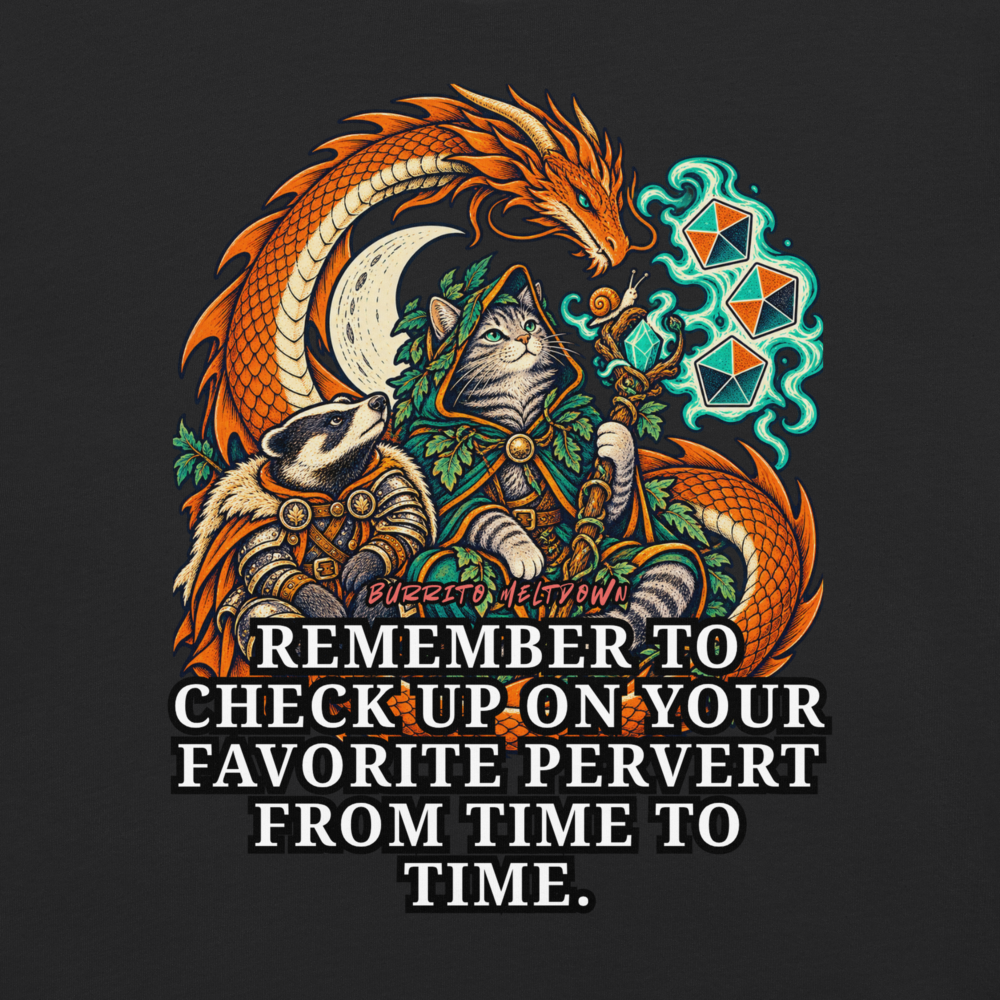 Check Up on Your Favorite – Cat Wizard and Dragon Tee Mockup
