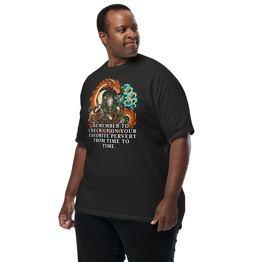 Check Up on Your Favorite – Cat Wizard and Dragon Tee Mockup