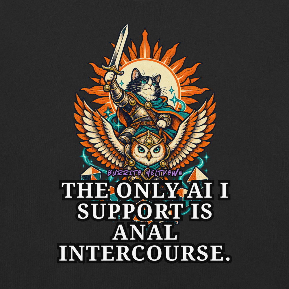 The Only AI I Support – Cat Knight and Owl Tee Mockup