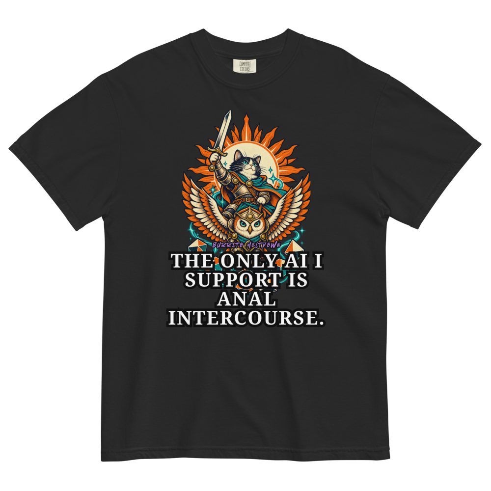 The Only AI I Support – Cat Knight and Owl Tee Mockup