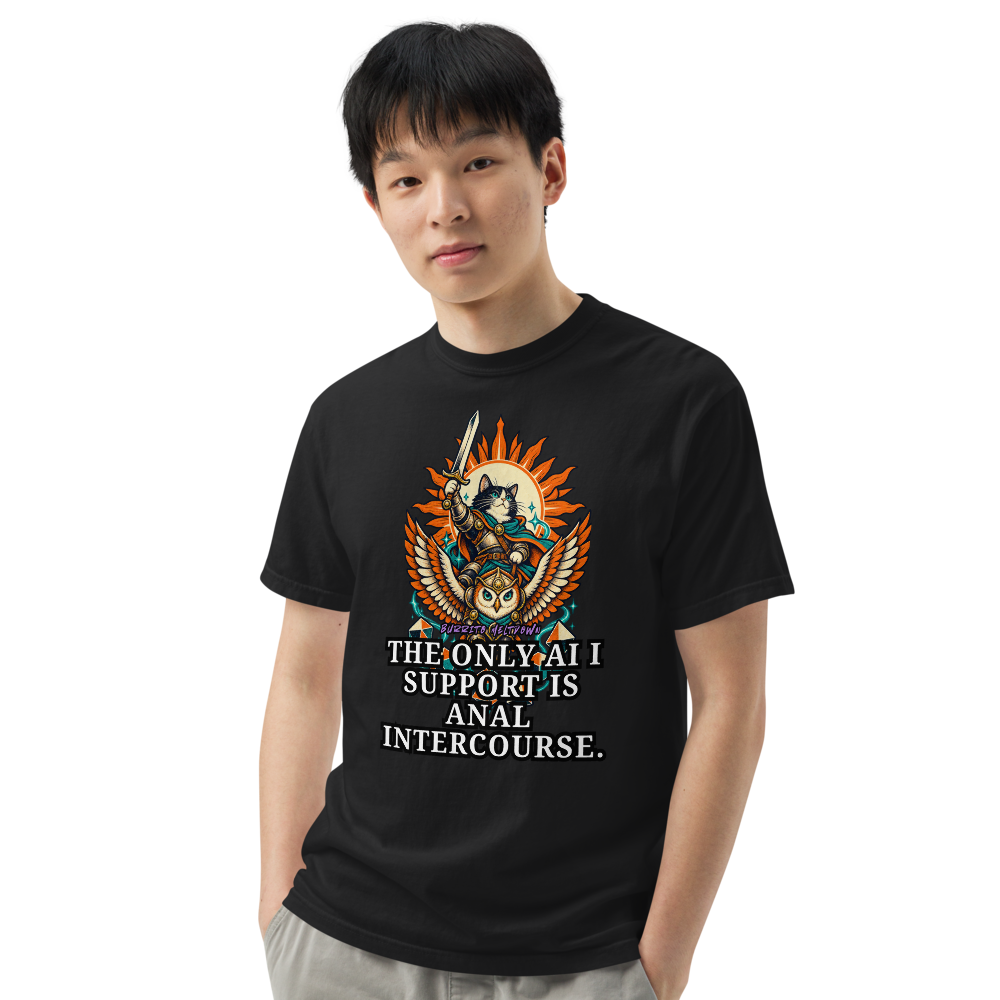 The Only AI I Support – Cat Knight and Owl Tee Mockup