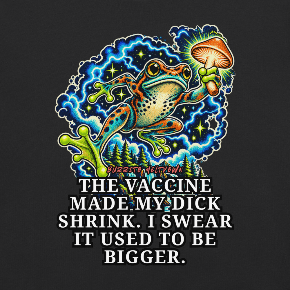 I Swear It Used to Be Bigger – Cosmic Mushroom Frog Tee Mockup