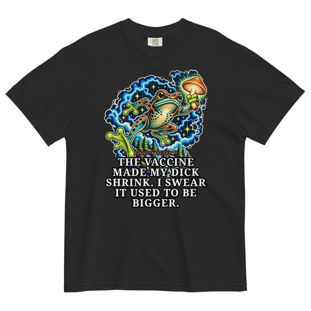I Swear It Used to Be Bigger – Cosmic Mushroom Frog Tee Mockup