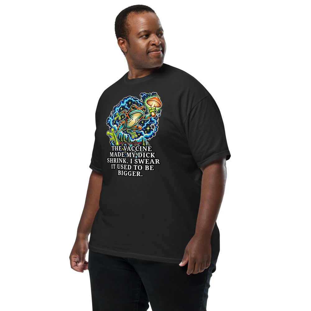 I Swear It Used to Be Bigger – Cosmic Mushroom Frog Tee Mockup
