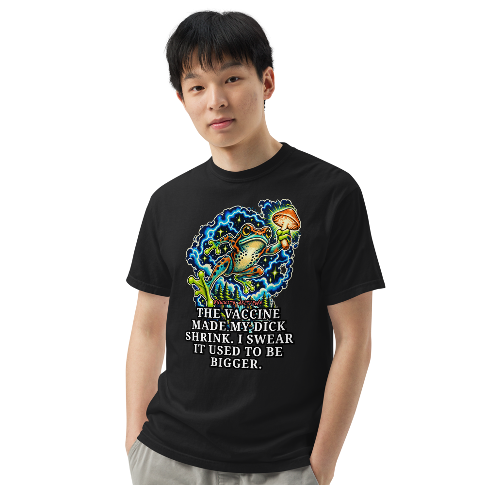 I Swear It Used to Be Bigger – Cosmic Mushroom Frog Tee Mockup