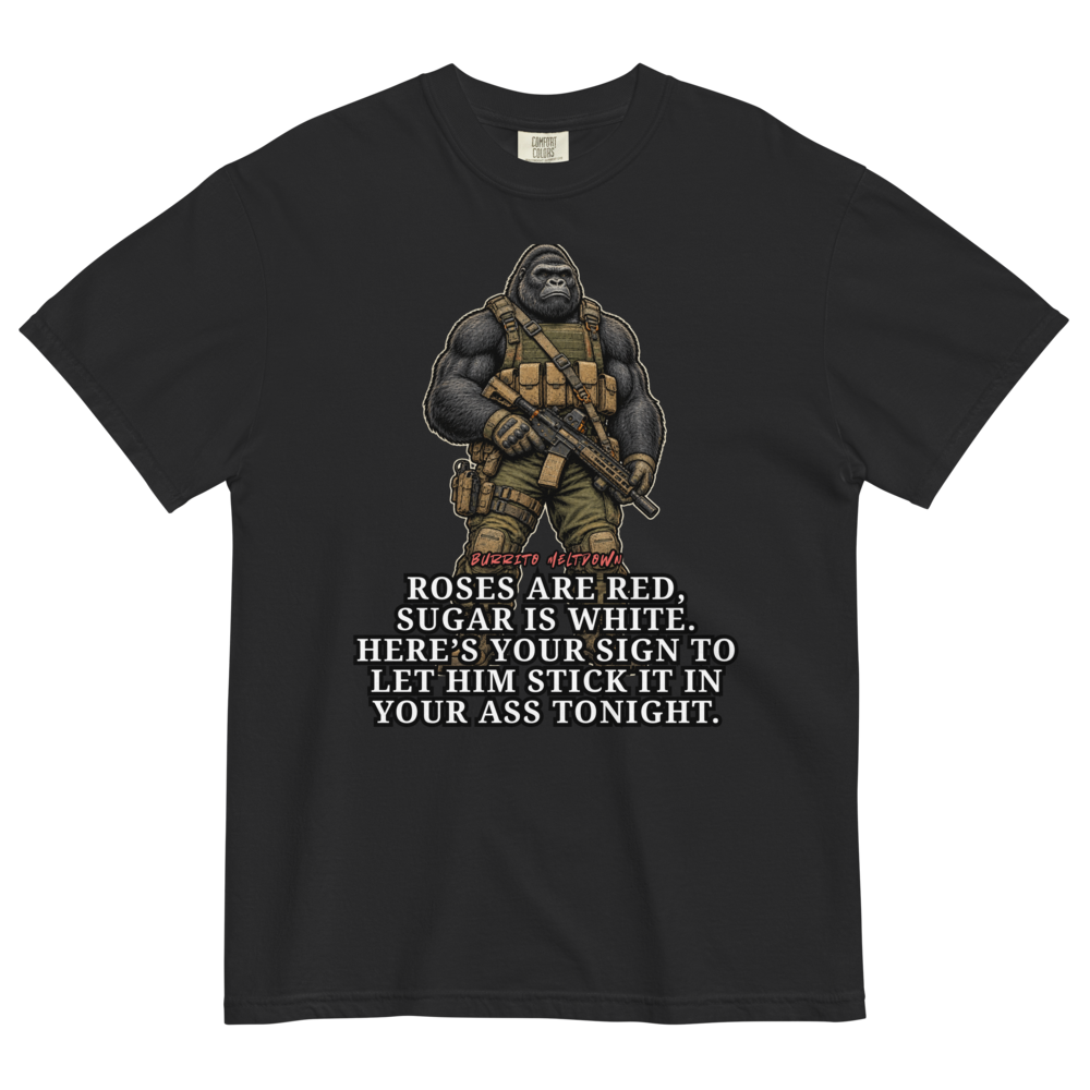 Roses Are Red Sugar Is White – Tactical Gorilla Warrior Tee Mockup