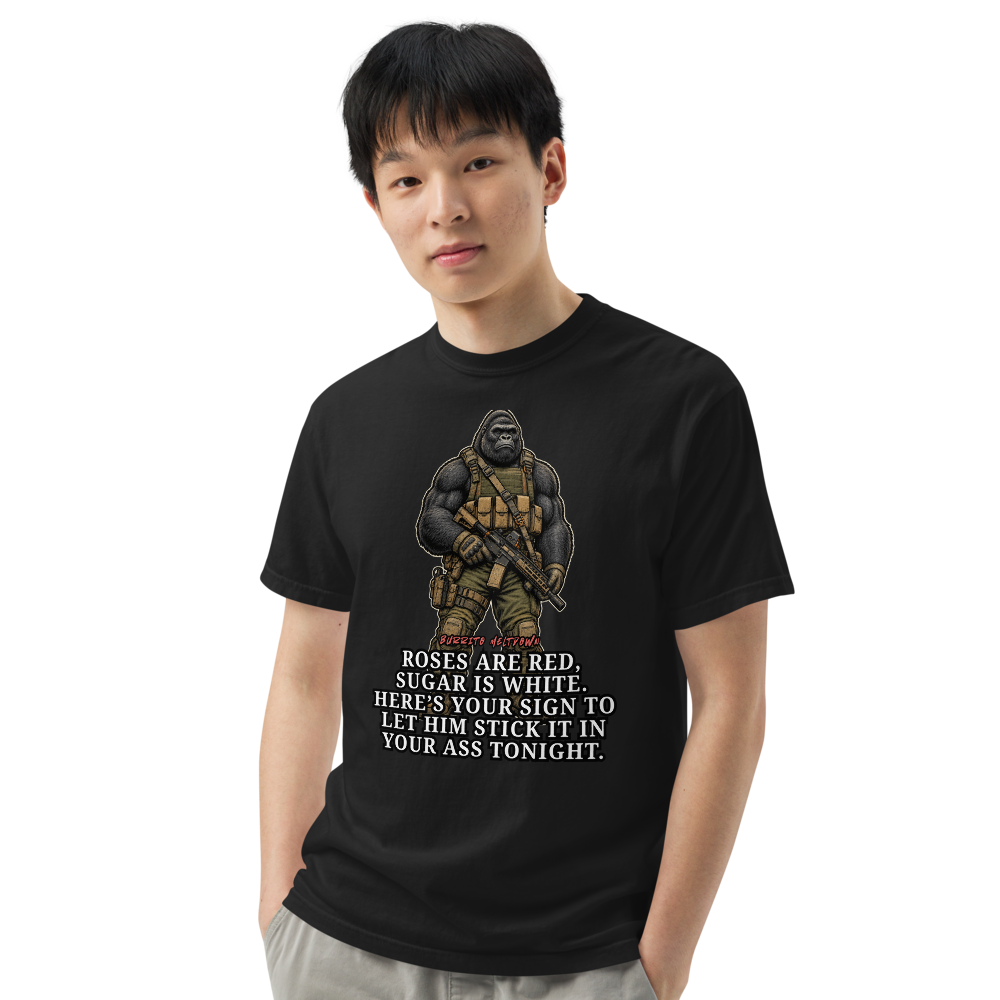 Roses Are Red Sugar Is White – Tactical Gorilla Warrior Tee Mockup
