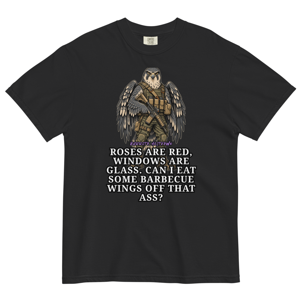 Roses Are Red Windows Are Glass – Tactical Falcon Warrior Tee Mockup