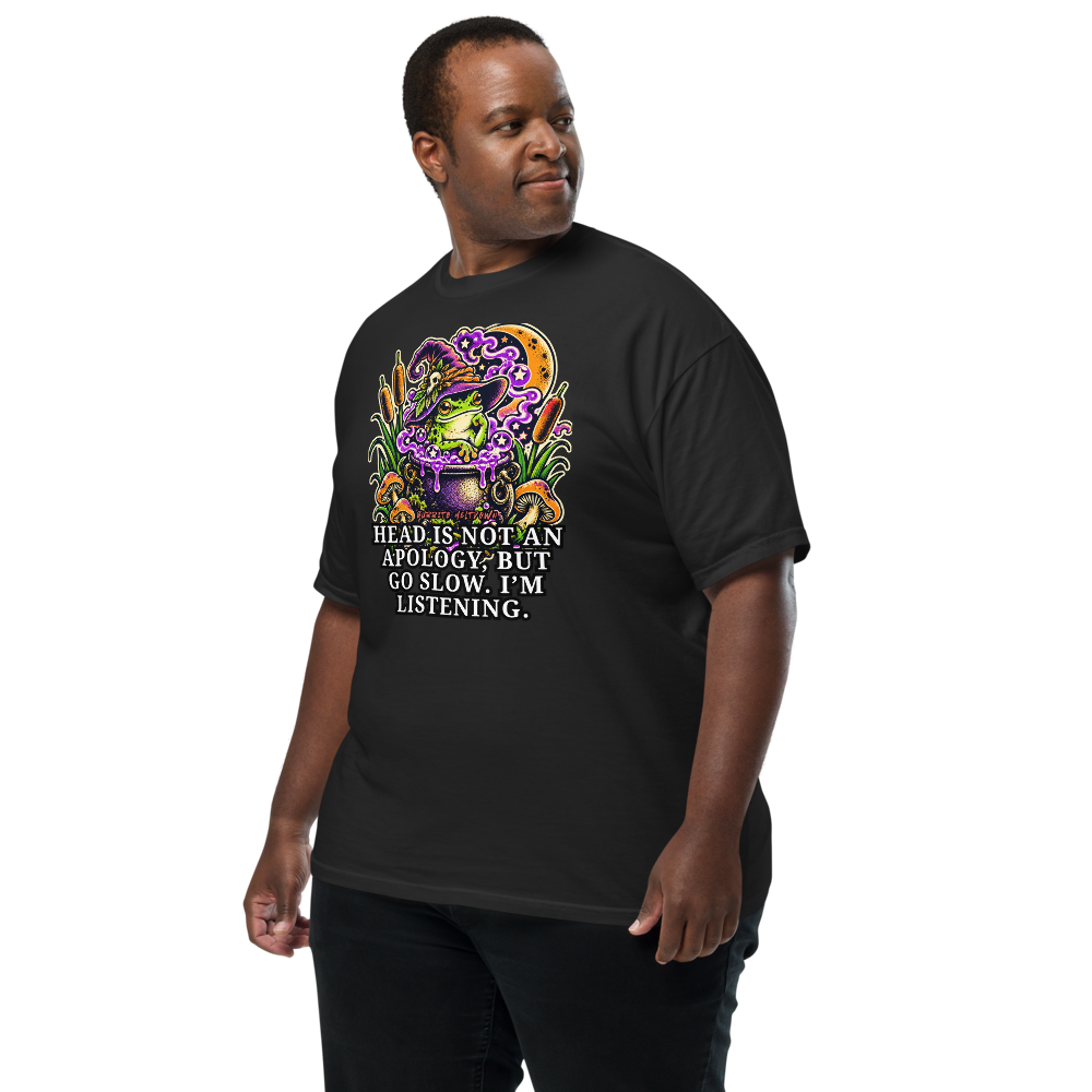 Go Slow I Am Listening – Witch Frog Tee Mockup