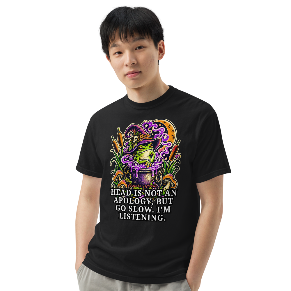 Go Slow I Am Listening – Witch Frog Tee Mockup