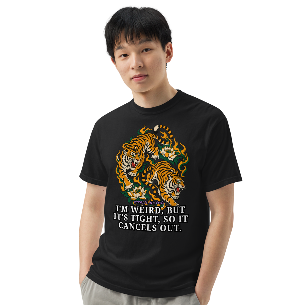 It Cancels Out – Floral Tiger Pair Tee Mockup