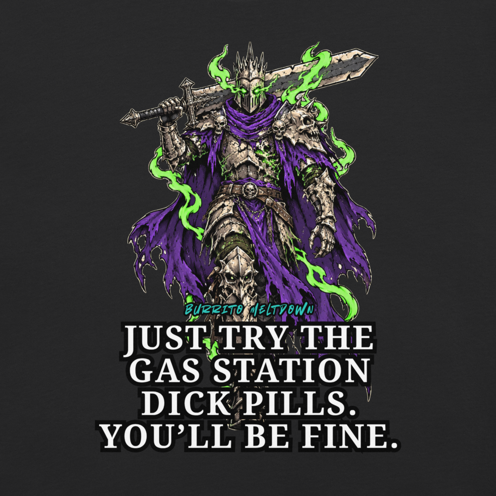 You Will Be Fine – Green Flame Skull Knight Tee Mockup