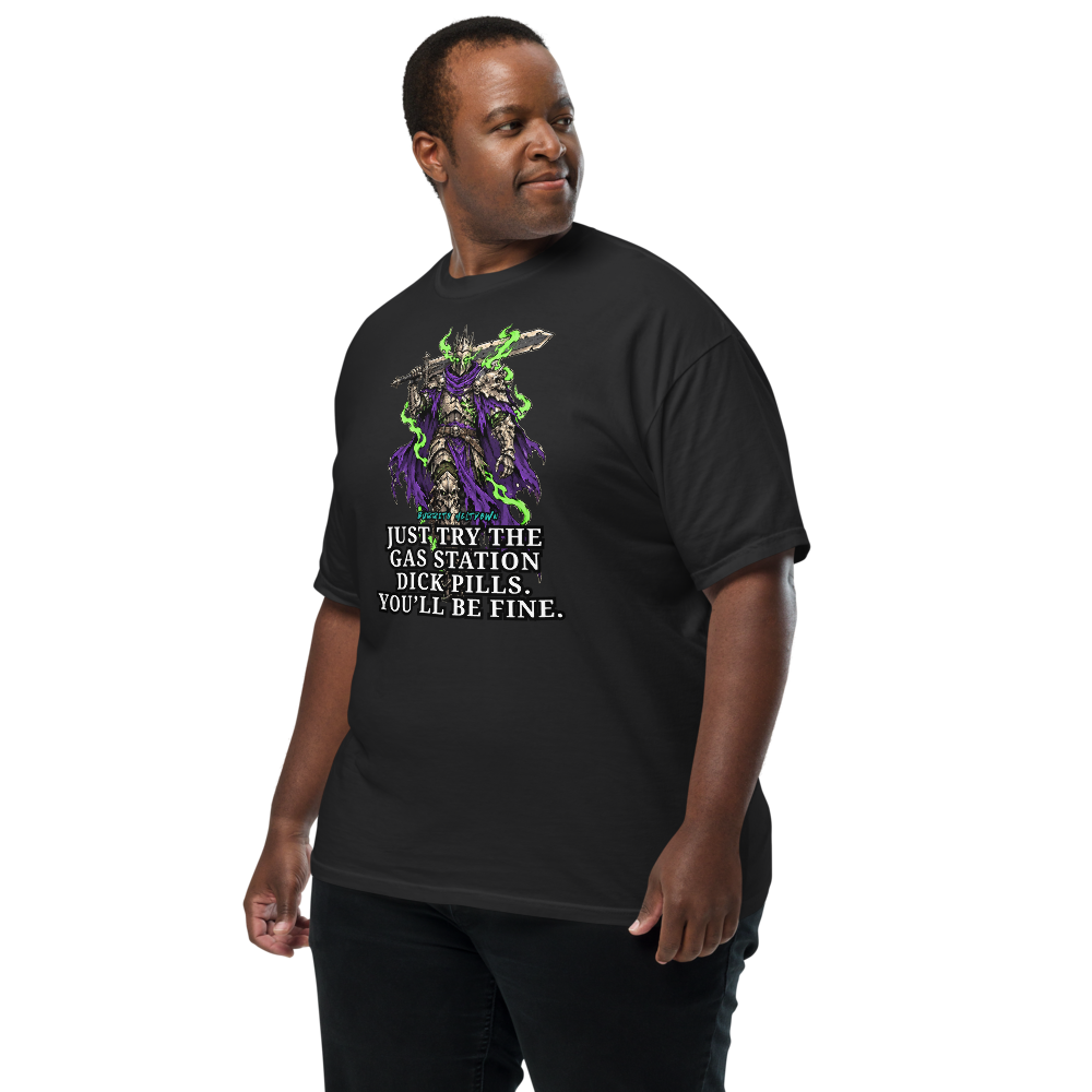 You Will Be Fine – Green Flame Skull Knight Tee Mockup