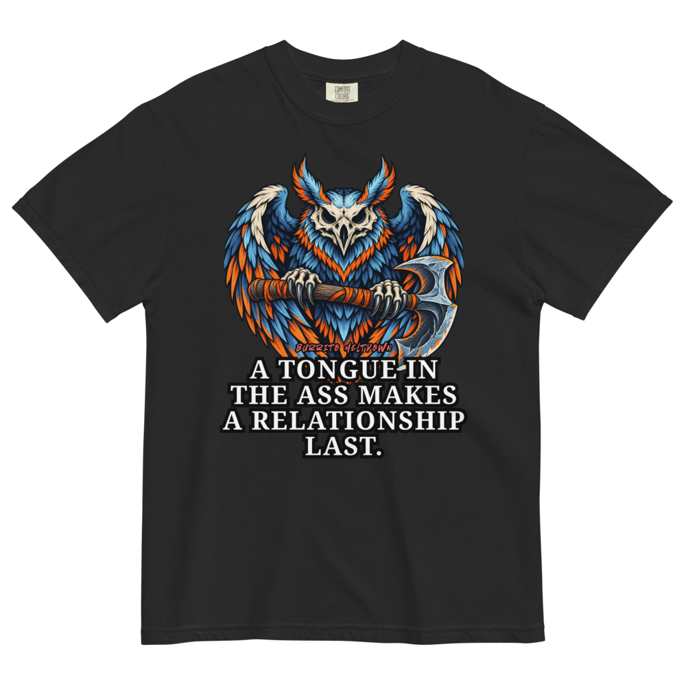 Makes a Relationship Last – Owl Skull Warrior Tee Mockup