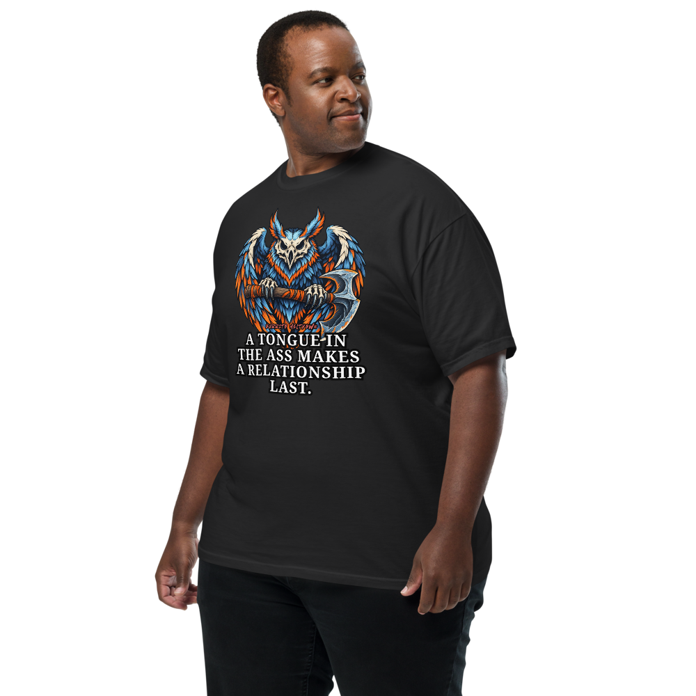 Makes a Relationship Last – Owl Skull Warrior Tee Mockup