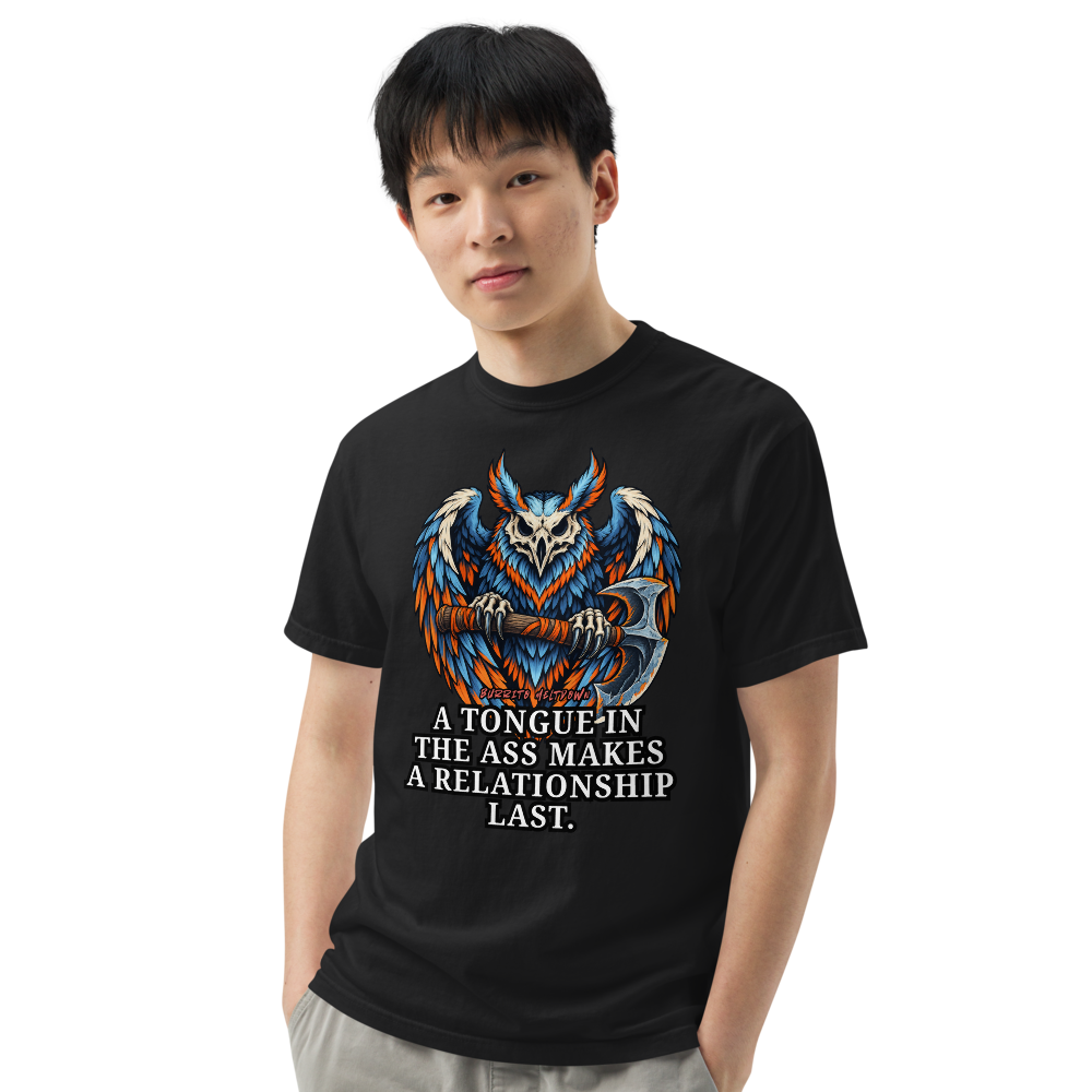 Makes a Relationship Last – Owl Skull Warrior Tee Mockup