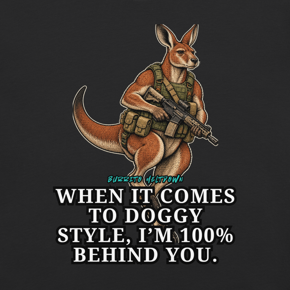 One Hundred Percent Behind You – Tactical Kangaroo Warrior Tee Mockup