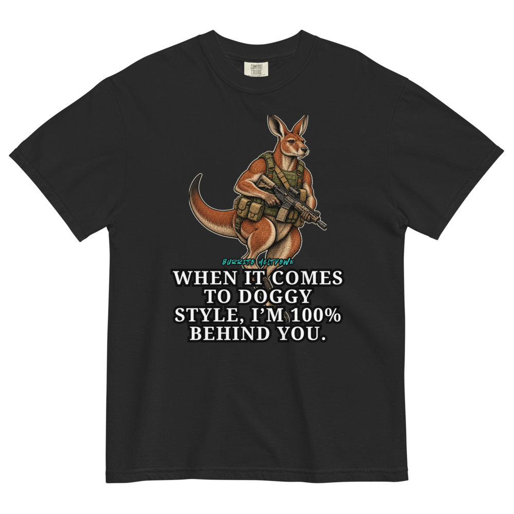 One Hundred Percent Behind You – Tactical Kangaroo Warrior Tee Mockup