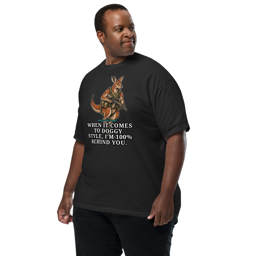 One Hundred Percent Behind You – Tactical Kangaroo Warrior Tee Mockup