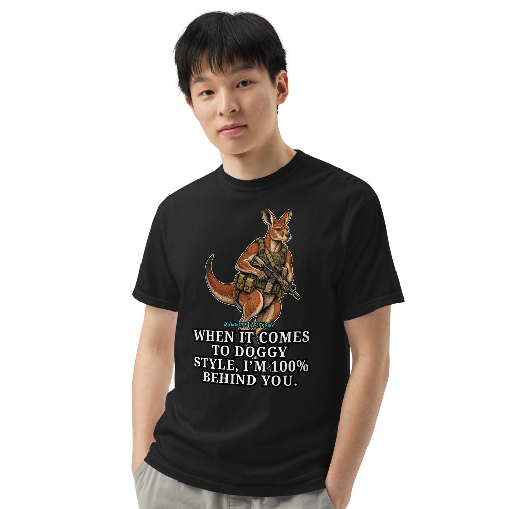 One Hundred Percent Behind You – Tactical Kangaroo Warrior Tee Mockup