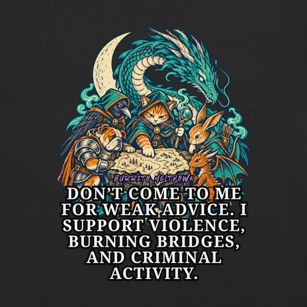 Do Not Come for Weak Advice – Cat Wizard and Dragon Party Tee Mockup