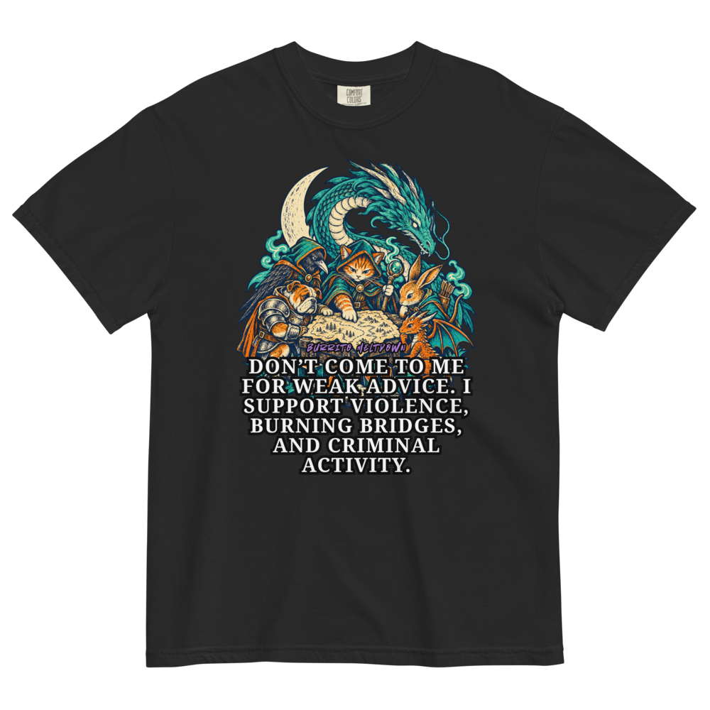 Do Not Come for Weak Advice – Cat Wizard and Dragon Party Tee Mockup