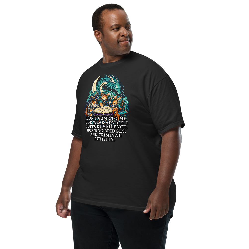 Do Not Come for Weak Advice – Cat Wizard and Dragon Party Tee Mockup