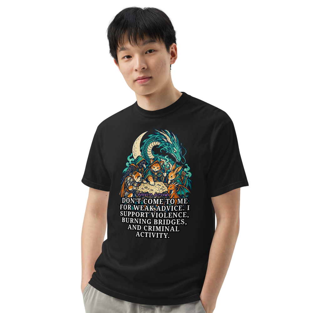 Do Not Come for Weak Advice – Cat Wizard and Dragon Party Tee Mockup