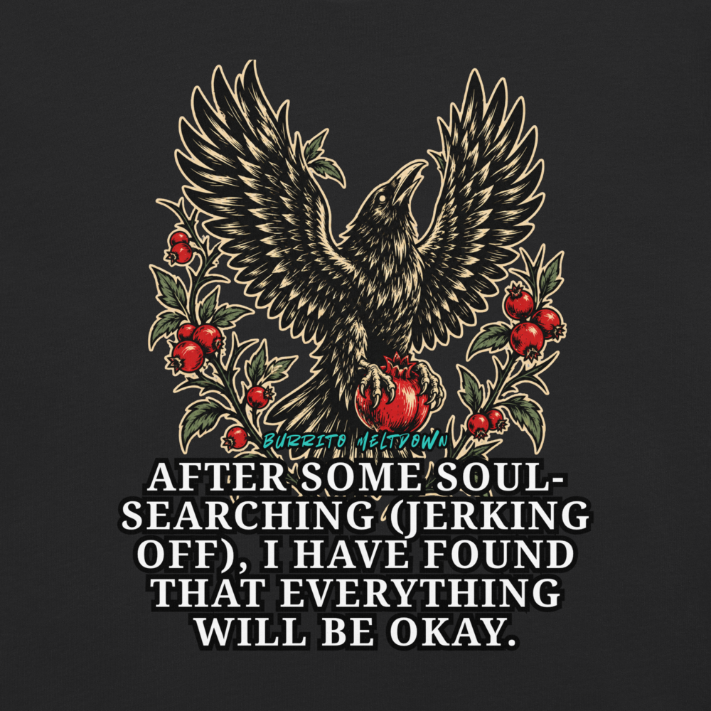 Everything Will Be Okay – Raven and Red Berries Tee Mockup
