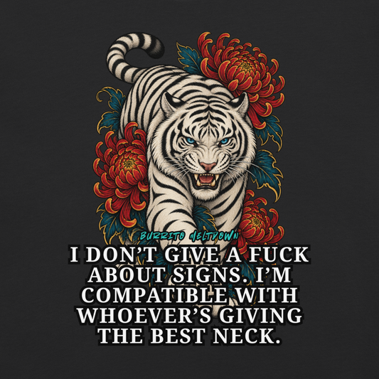 Compatible With You – White Tiger and Chrysanthemums Tee Mockup