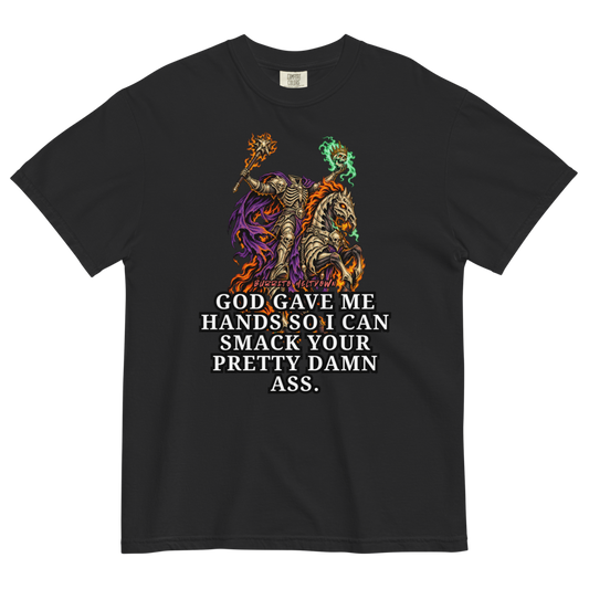 God Gave Me Hands – Flame Skull Horse Rider Tee Mockup