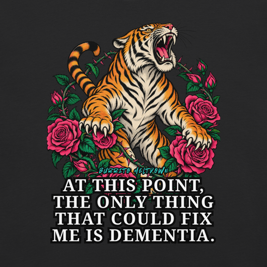 The Only Thing That Could Fix Me – Tiger and Pink Roses Tee Mockup