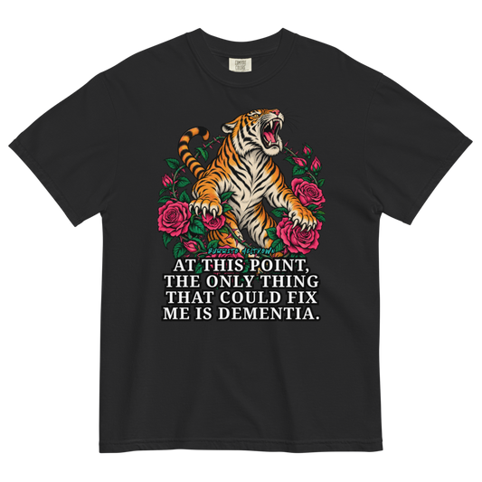 The Only Thing That Could Fix Me – Tiger and Pink Roses Tee Mockup