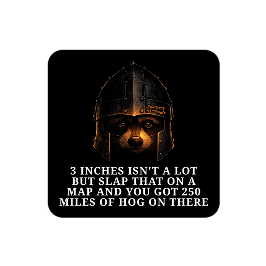 3 Inches of Hog – Knight Raccoon Sticker mockup