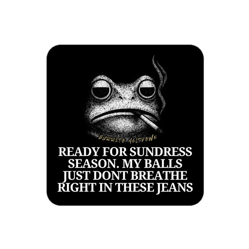 Balls To Hot In These Jeans – Smoking Frog Sticker mockup
