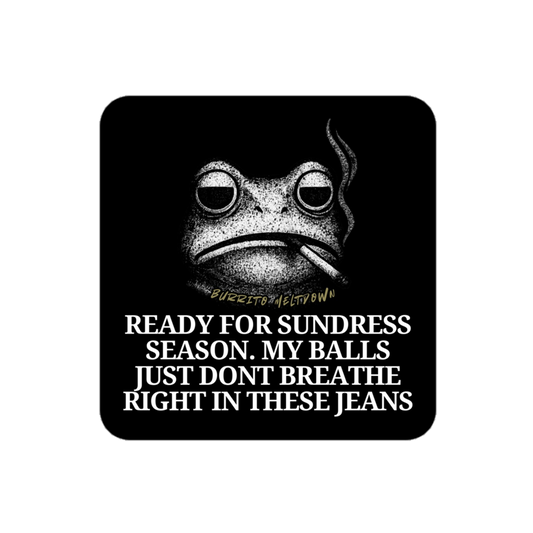 Balls To Hot In These Jeans – Smoking Frog Sticker mockup