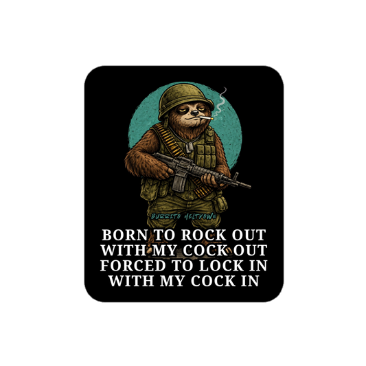 Born To Rock Out – Combat Sloth Sticker mockup