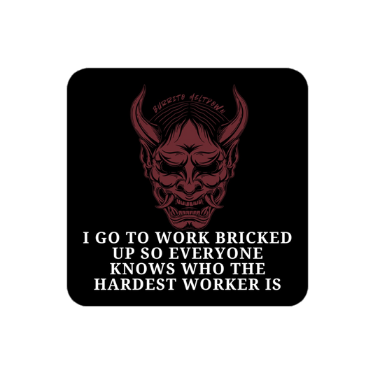 Bricked Up Hardest Worker – Demon Mask Sticker mockup