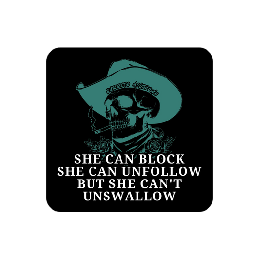 Cant Unswallow – Skull Cowboy Sticker mockup