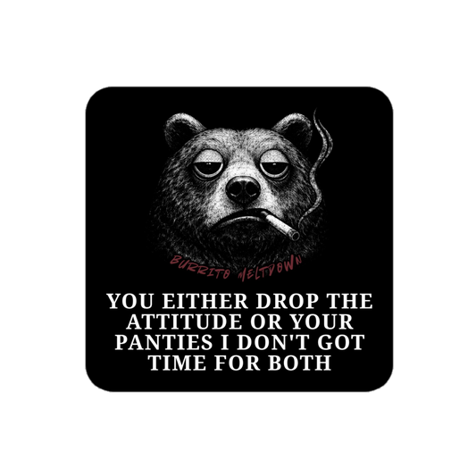 Drop The Attitude – Bear Smoking Sticker mockup