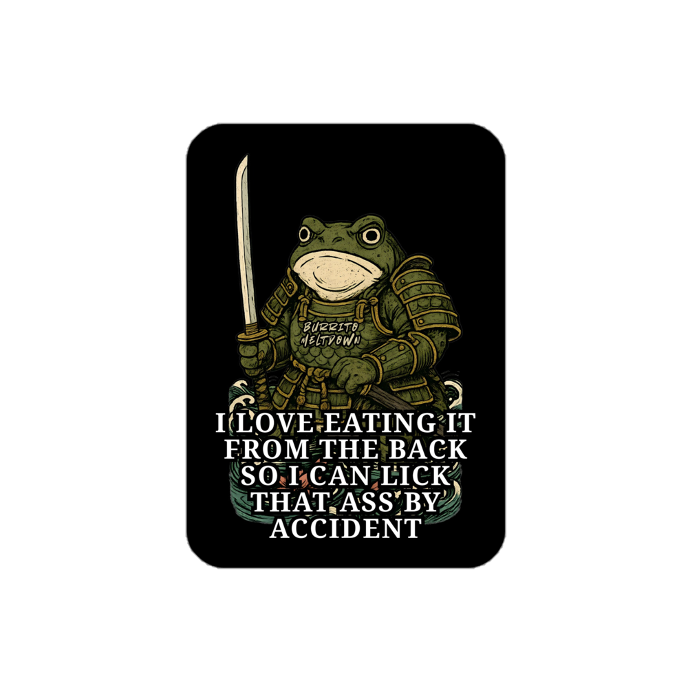 Eating It From The Back – Samurai Frog Sticker mockup