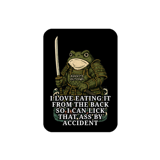Eating It From The Back – Samurai Frog Sticker mockup