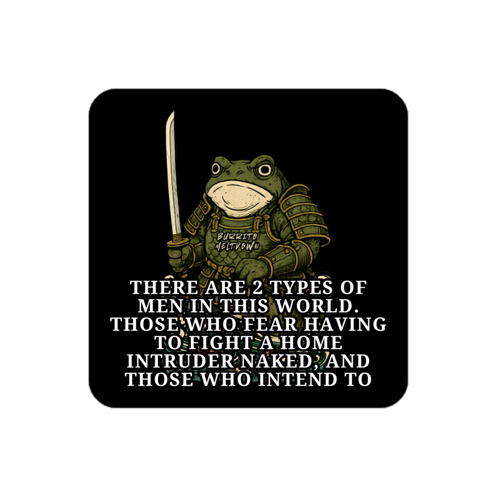 Fight Home Intruder – Samurai Frog Sticker mockup