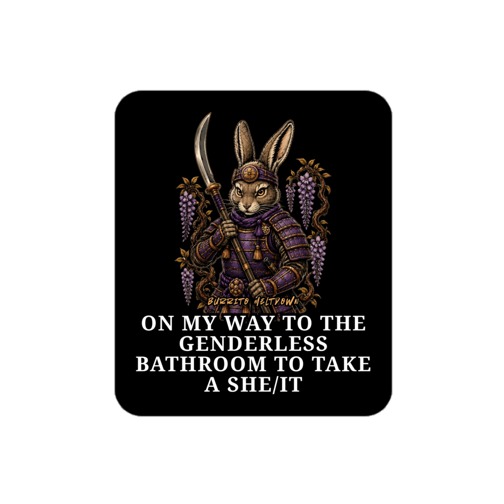 Genderless Bathroom – Samurai Rabbit Sticker mockup