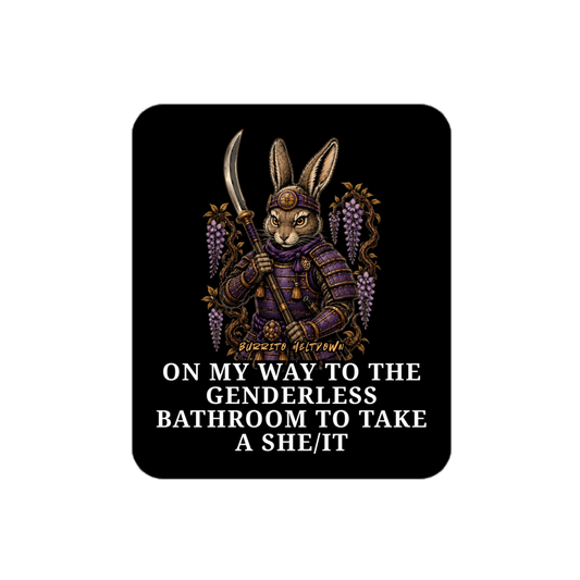 Genderless Bathroom – Samurai Rabbit Sticker mockup