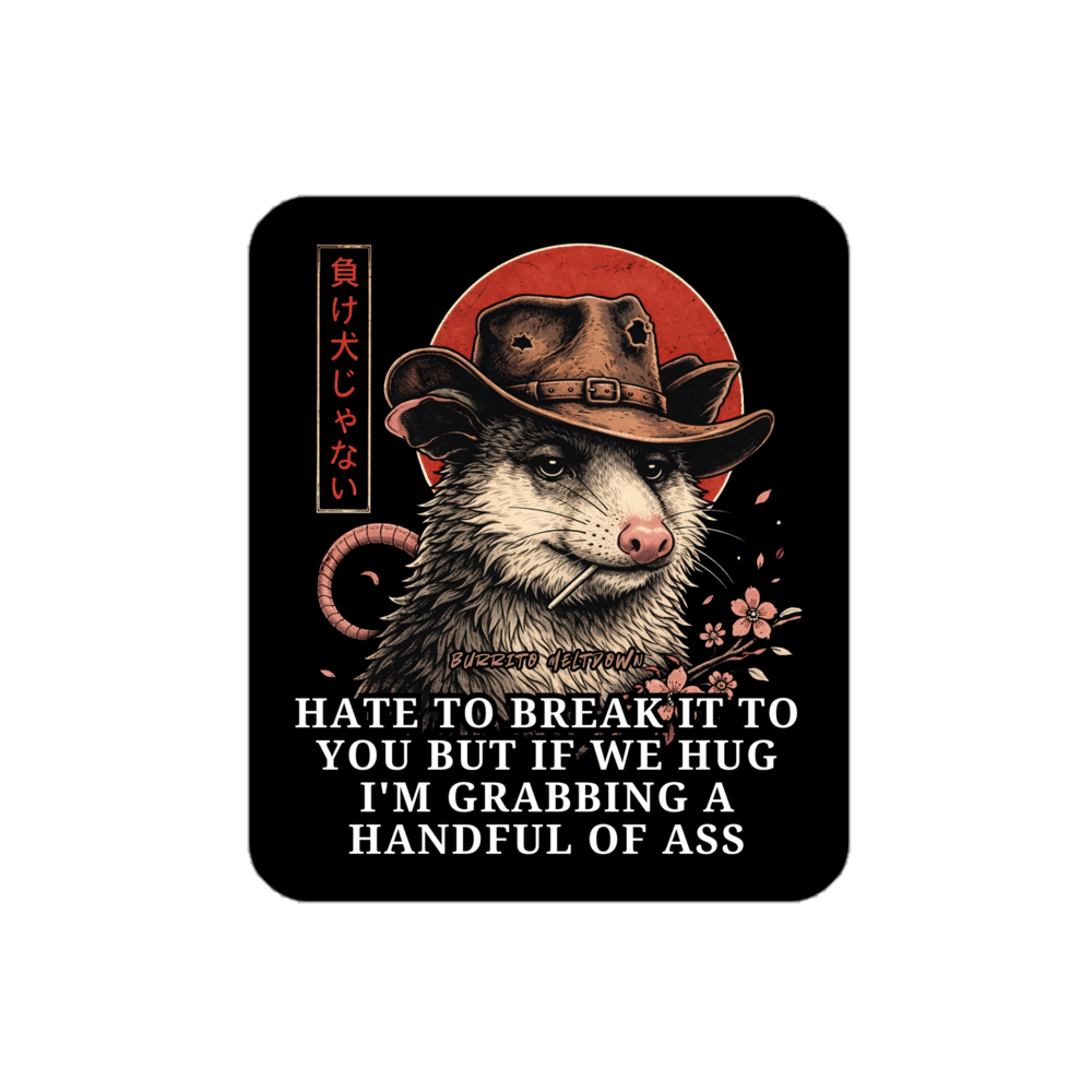 Grabbing A Handful Of Ass – Cowboy Possum Sticker mockup