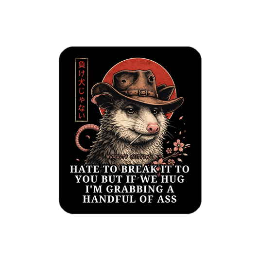 Grabbing A Handful Of Ass – Cowboy Possum Sticker mockup