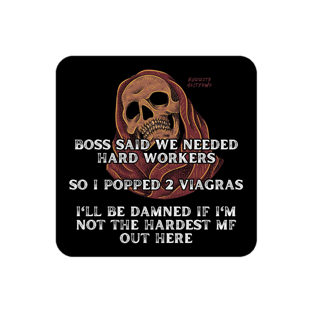 Hard Workers – Hooded Skull Sticker mockup