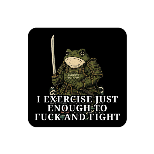 I Exercise Just Enough - Samurai Frog Sticker mockup