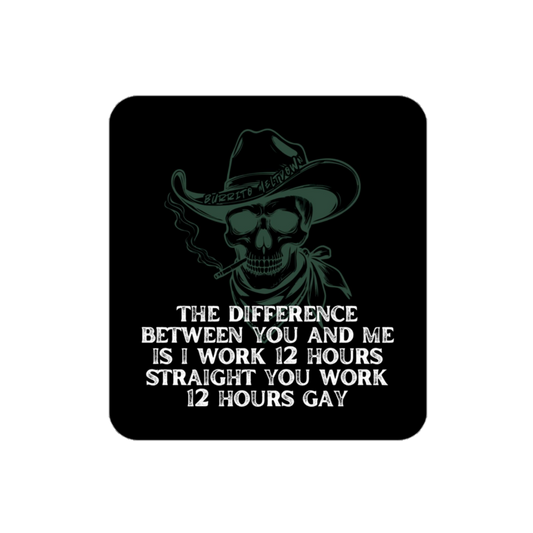 I Work 12 Hours Straight – Cowboy Skull Sticker mockup